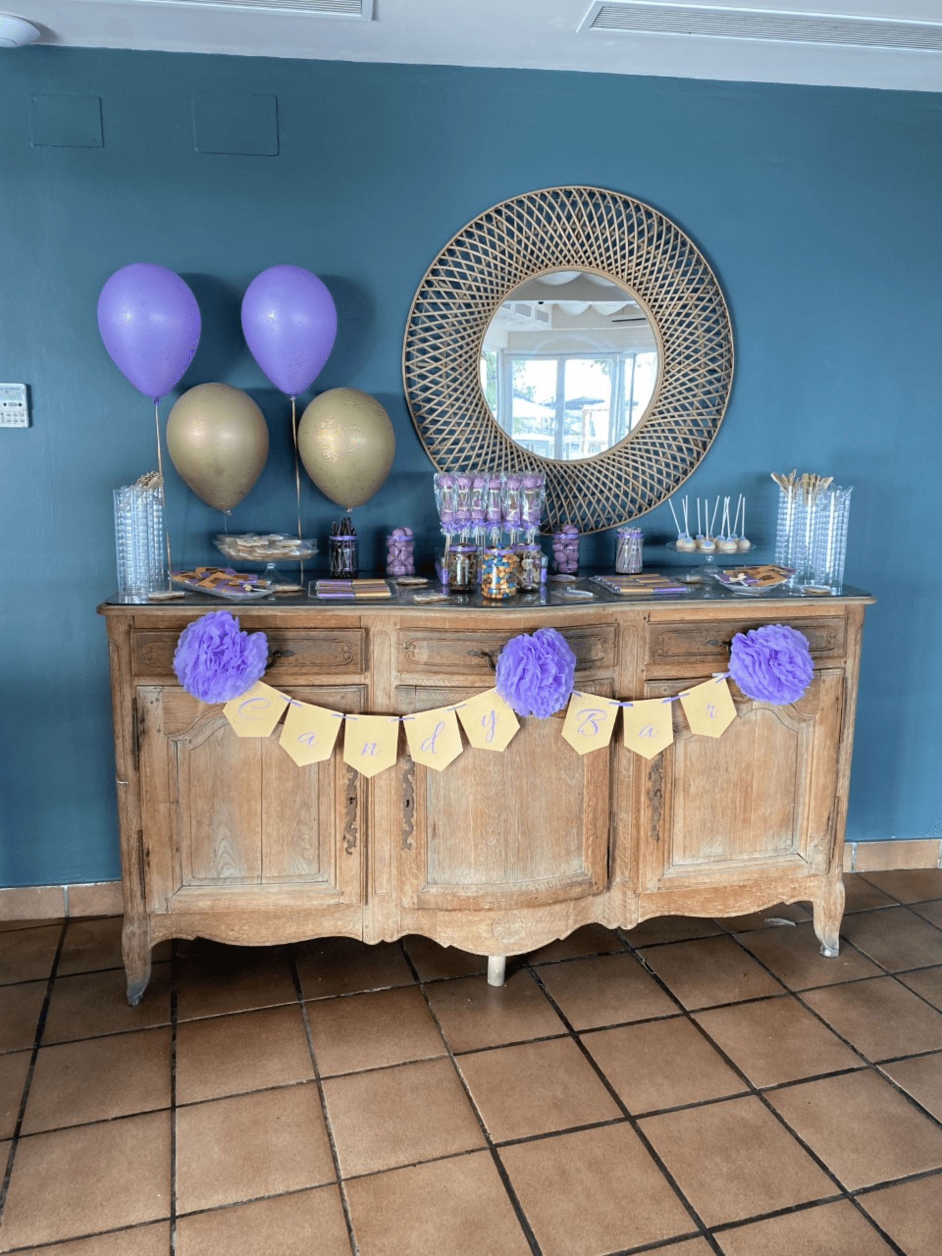 mesa dulce boda color malva