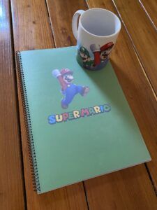 libreta y taza mario bros